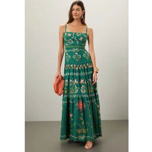 Agua by Agua Bendita Green Floral Linen Maxi Dress (Size M)